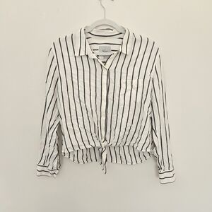 Rails White and Black Striped Button-Down Shirt tie front Normcore Size Large